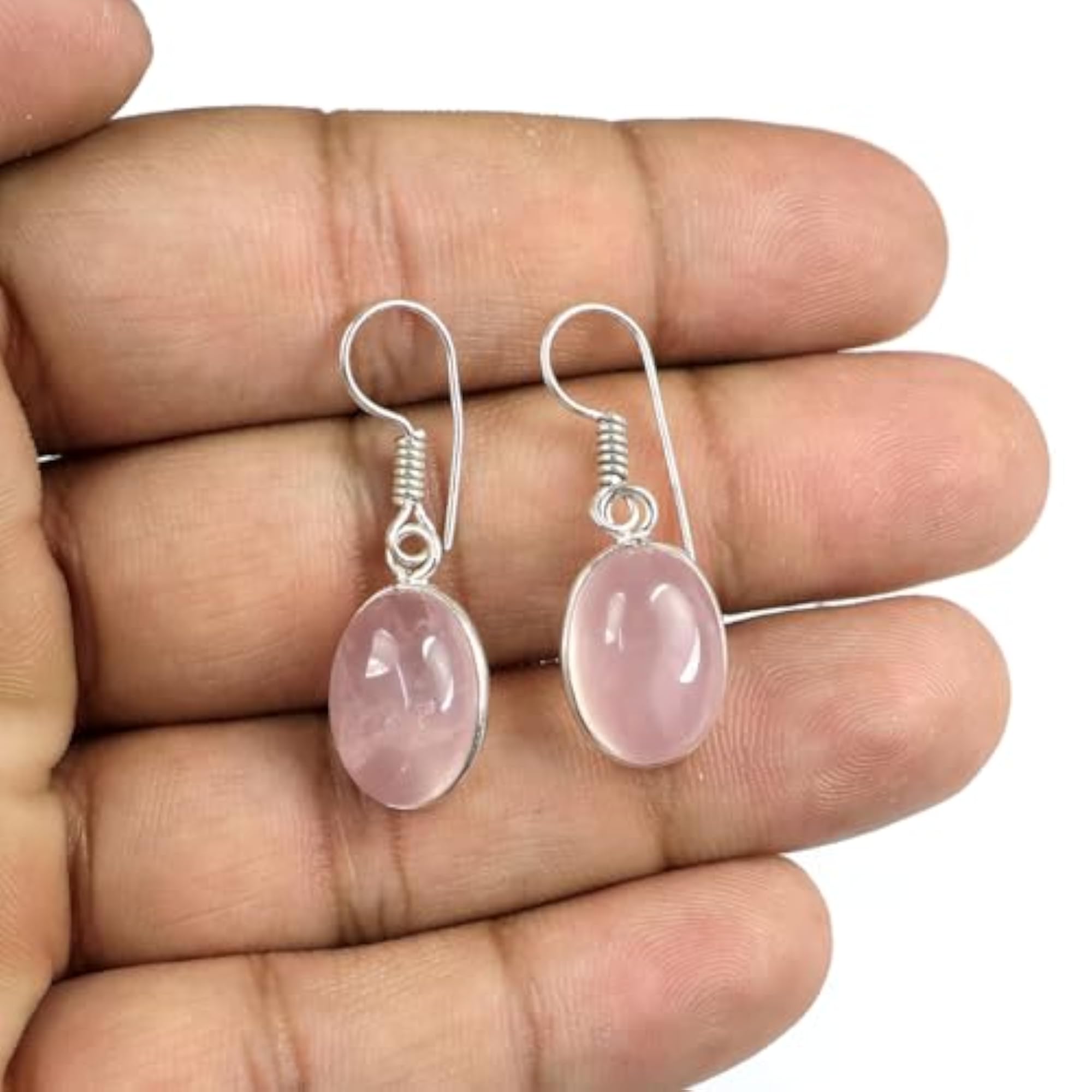 Women's AAA Rose Quartz Natural Stone Stud Earrings